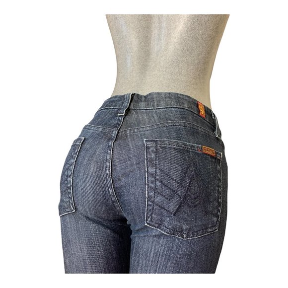 7 For All Mankind A Pocket Womens Jeans Blue Flared Low-Rise W28xL28 Denim - Picture 1 of 11